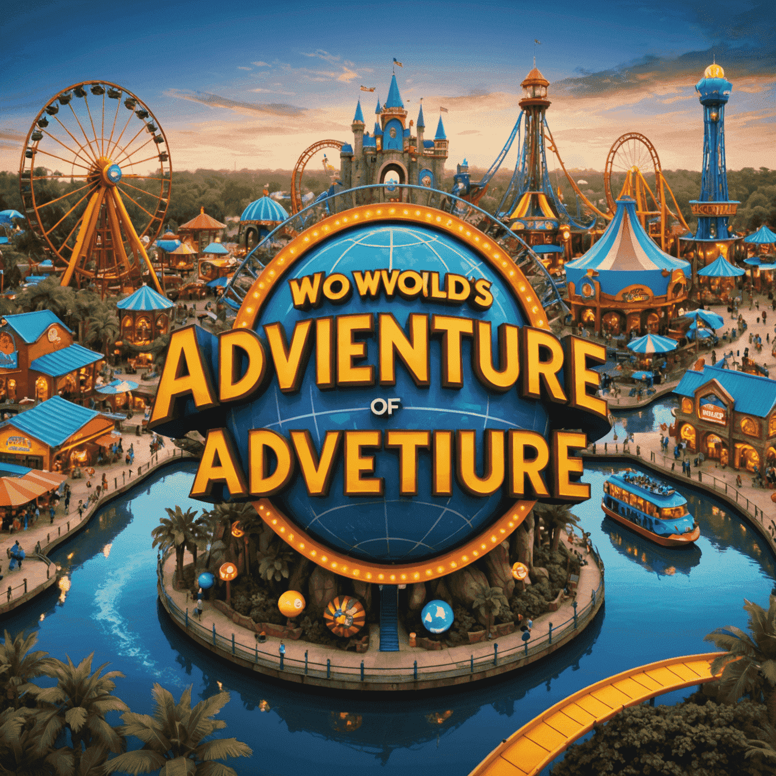 IMG Worlds of Adventure logo featuring vibrant theme park elements and thrilling rides