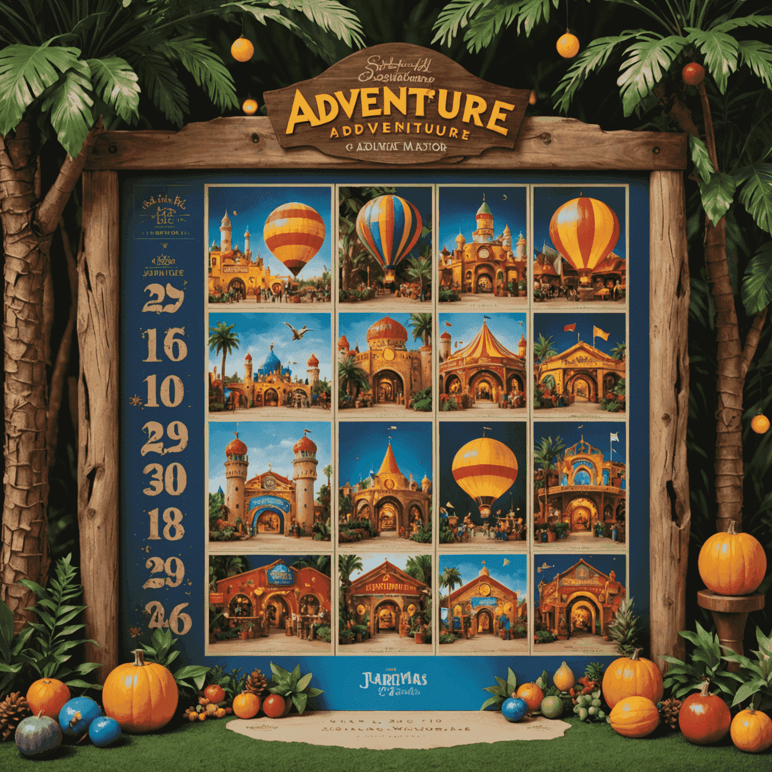 A vibrant calendar showcasing various special events and seasonal celebrations at IMG Worlds of Adventure
